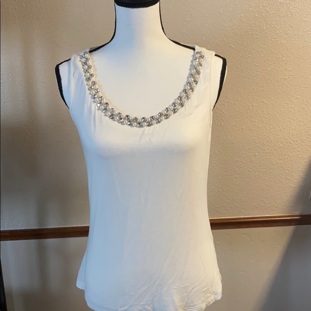 Dress Barn White Tank with Embellishments